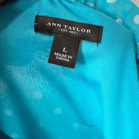 Ann Taylor Teal Polka Dot Blouse - Picture 3 of 5